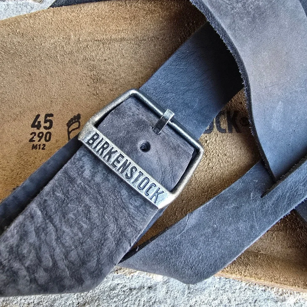 Birkenstock Lugano Black Oiled Leather Sandals Mens 12 45 New